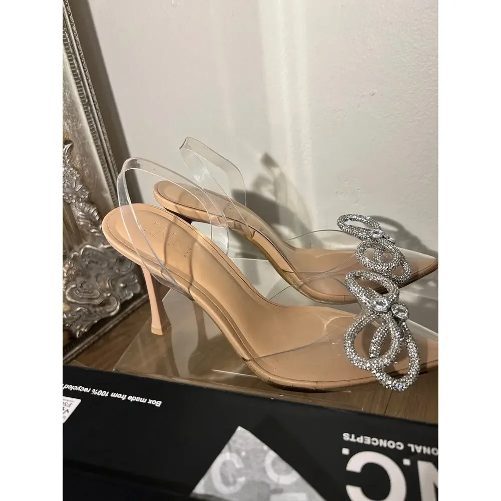 Clear Rhinestone Bow Pointed Toe Heels by INC International Concepts Size 7